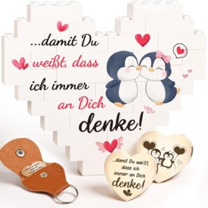 Giftota I Love You Gifts for Women Men, Anniversary Gift for Him Her Heart Shaped Building Blocks and Lucky Charm – Valentine’s Day, Wedding Anniversary, Birthday Gift for Him