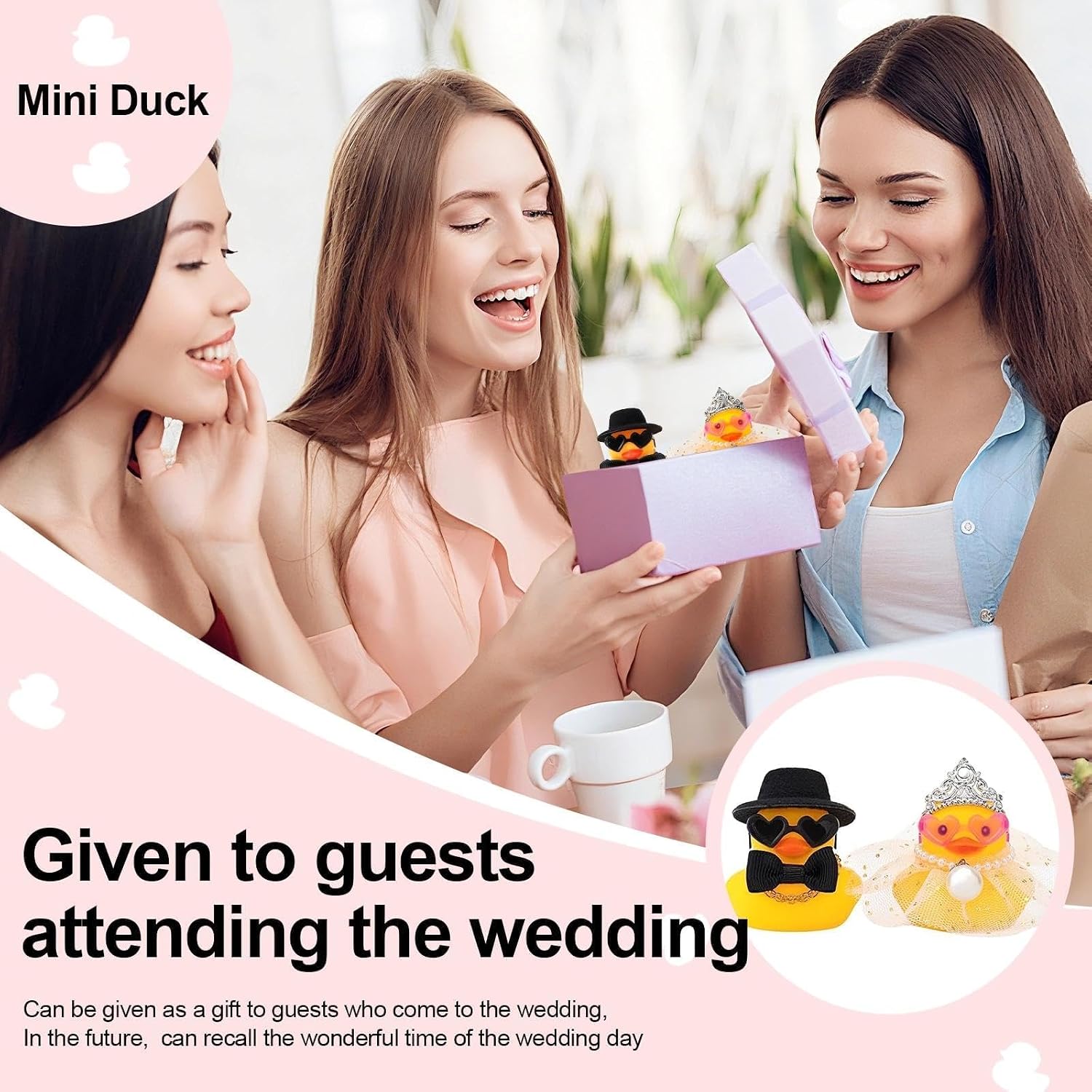 AKONE Pack of 2 Squeaky Duck Wedding Couple, Wedding Gifts for Newlyweds, Funny Couple Rubber Duck, Mini Bride and Groom Duck for Ceremony, Wedding Blessing, Wedding Gift – Bild 6