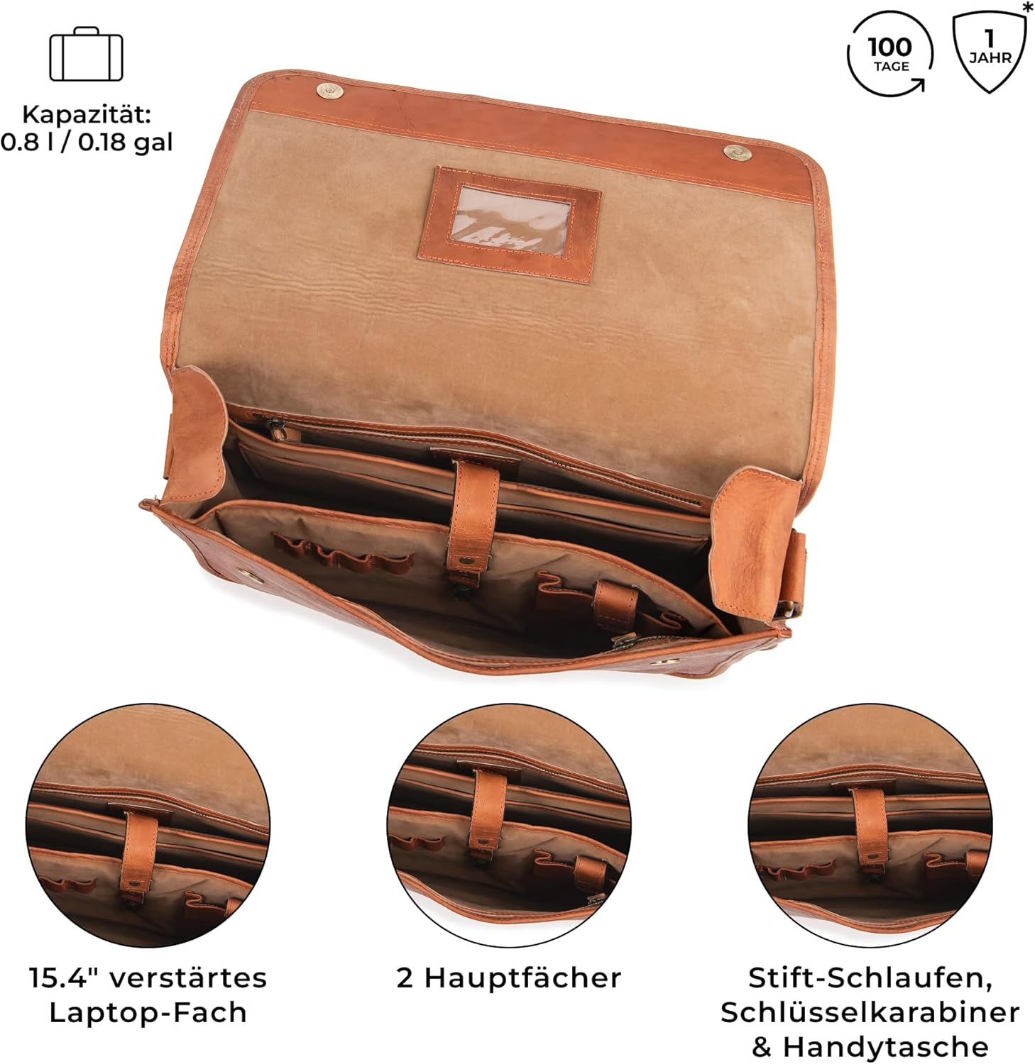 Berliner Bags Ghent Vintage Leather Messenger Bag for Men - Brown – Bild 4
