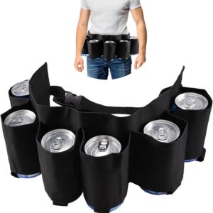 tonyg-p Beer Belt Beer Holder Portable Drinker Beer Soda Can Belt Holder 6 Drinks for Camping Hiking Outdoor Party (Multi-Colour)
