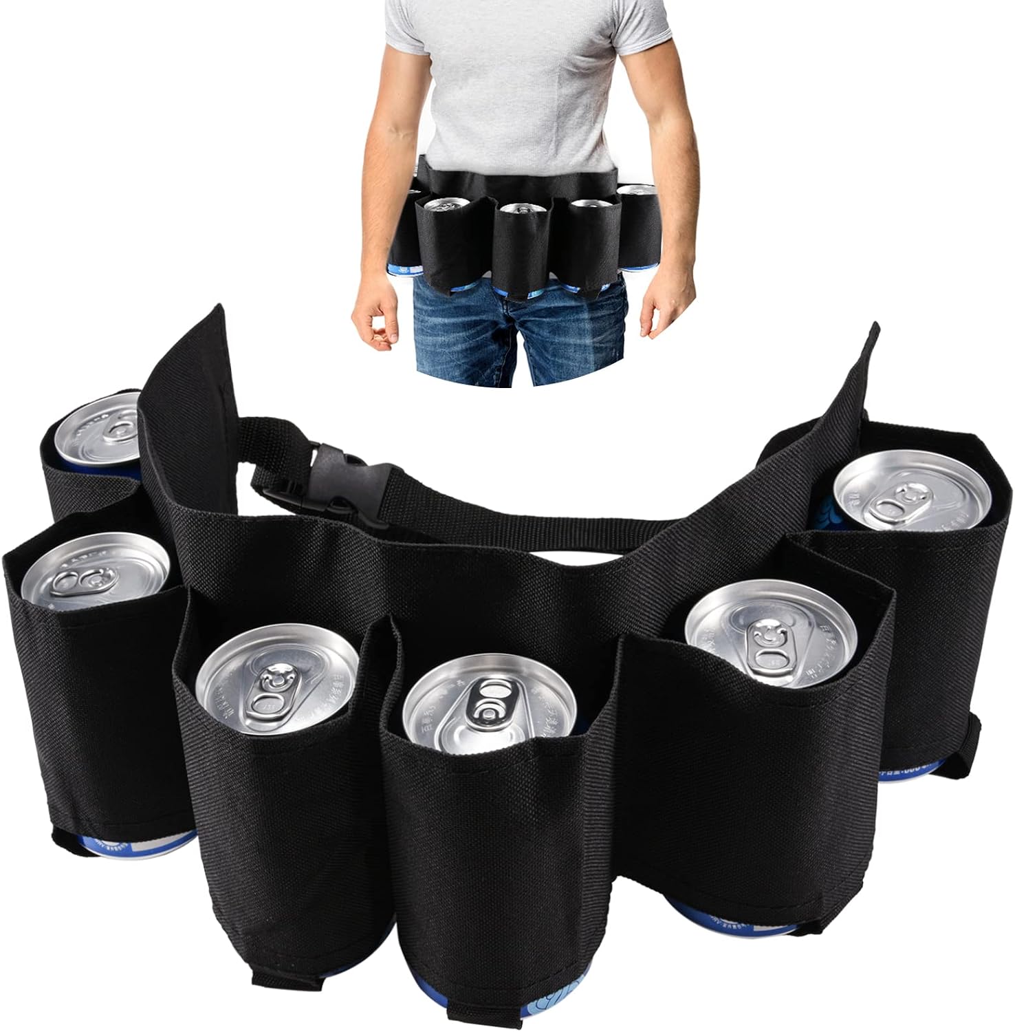 tonyg-p Beer Belt Beer Holder Portable Drinker Beer Soda Can Belt Holder 6 Drinks for Camping Hiking Outdoor Party (Multi-Colour)