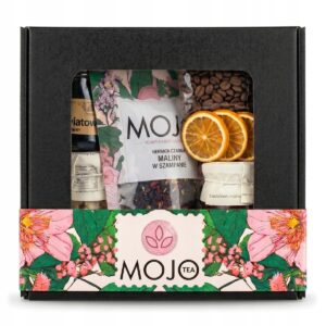 MOJO TEA Delicatessen Thank You Box Gift Basket Coffee Tea Honey Jam Gift Box with Fruit Tea, Arabica Coffee, Flower Honey, Lemons in Syrup, Cranberry Jam, Sweets – Gift Box