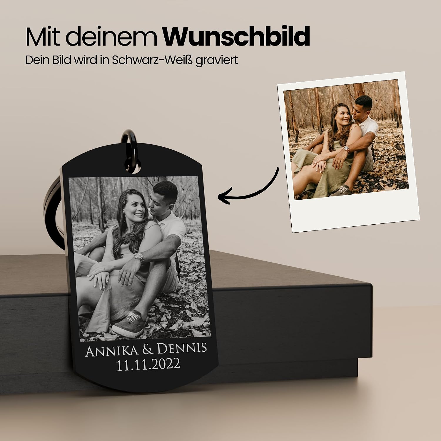 Personalised Stainless Steel Photo & Engraved Keyring - Personalised Gift for Lover, Friends & Family - Personalised Gift for Christmas, Valentine's Day or Anniversary – Bild 3
