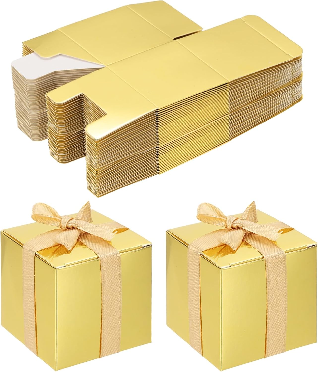 PATIKIL Pack of 60 Candy Party Butterfly Gift Boxes Gold
