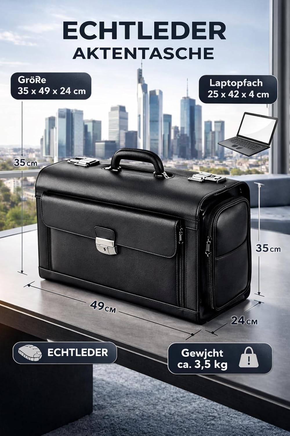 Alassio 949728 - Black leather pilot briefcase – Bild 9