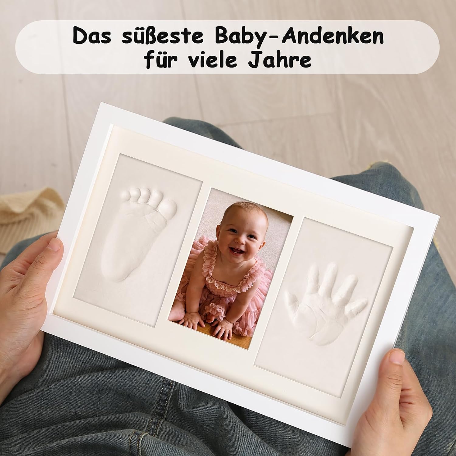 Baby Handprint and Footprint Set with Picture Frame - Keepsake Photo Framed Pictures for Newborns - Personalised Baby Milestone Gift - Memory Picture Frame - White – Bild 5