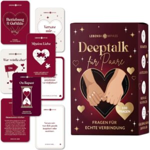 Lebenskompass® Deeptalk Card Game for Couples – 100 Conversation Cards in 6 Categories – Game & Gift for Date Night, Relationship, Anniversary – Personal Questions for Closeness & Mindfulness