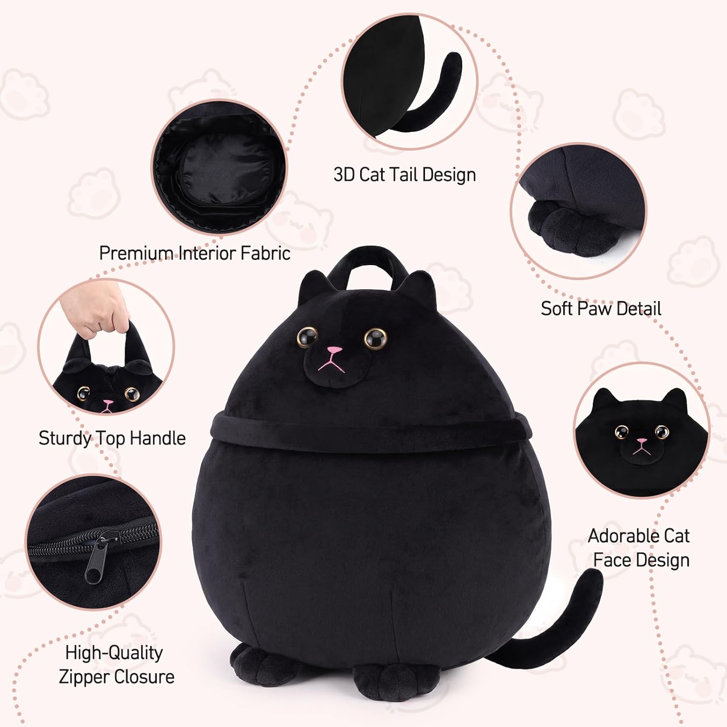 Funny Cat Cosmetic Bag for Women, Girls & Cat Lovers - Large Cat Shape Makeup Bag & Makeup Organiser - Funny Gift for Birthday, Halloween, Mother's Day or Easter – Bild 3