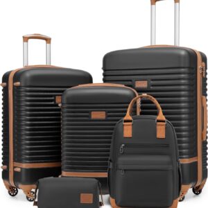 COOLIFE Suitcase Set 5-Piece Travel Suitcase Set with Travel Backpack and