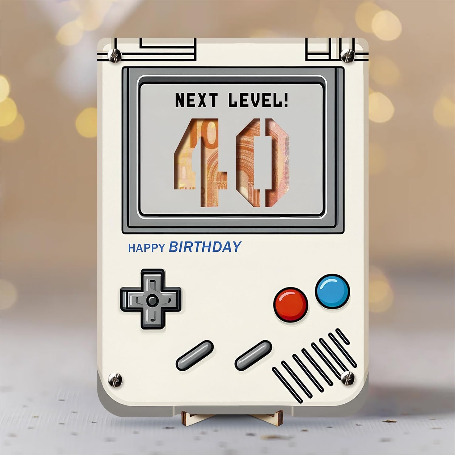 XL 40th Birthday Women Men Money Gifts, 40th Retro Wooden Game Console with Greeting Cards, Funny Games Gift for 40th Birthday Man Woman - Next Level! 40 – Bild 9
