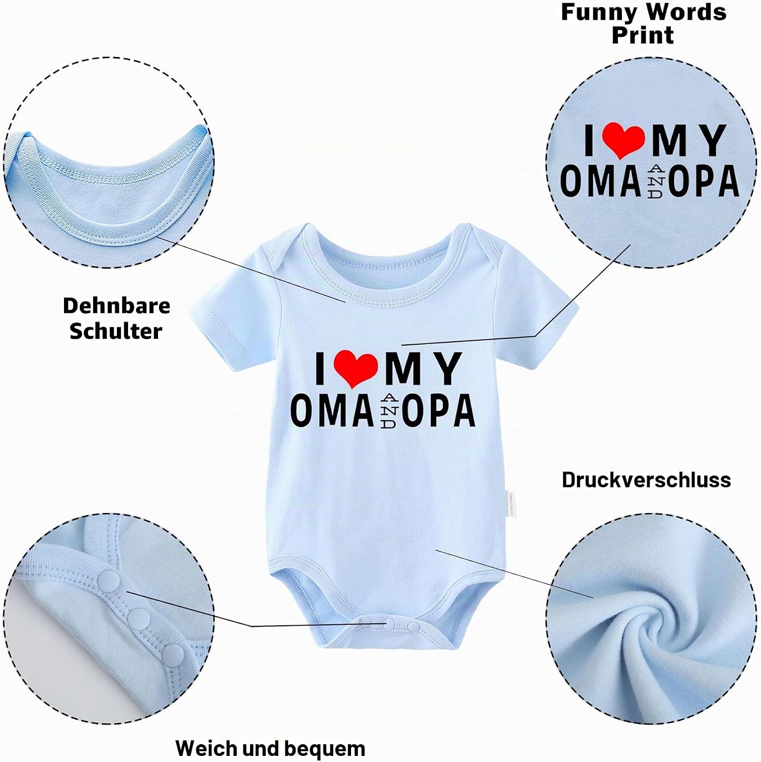 Baby Twins Romper I Love My Grandma Grandpa Fun Baby Bodysuit Short Sleeve Gift for Birth Baby Boys Girls Twins Baby Clothing with Hat – Bild 2