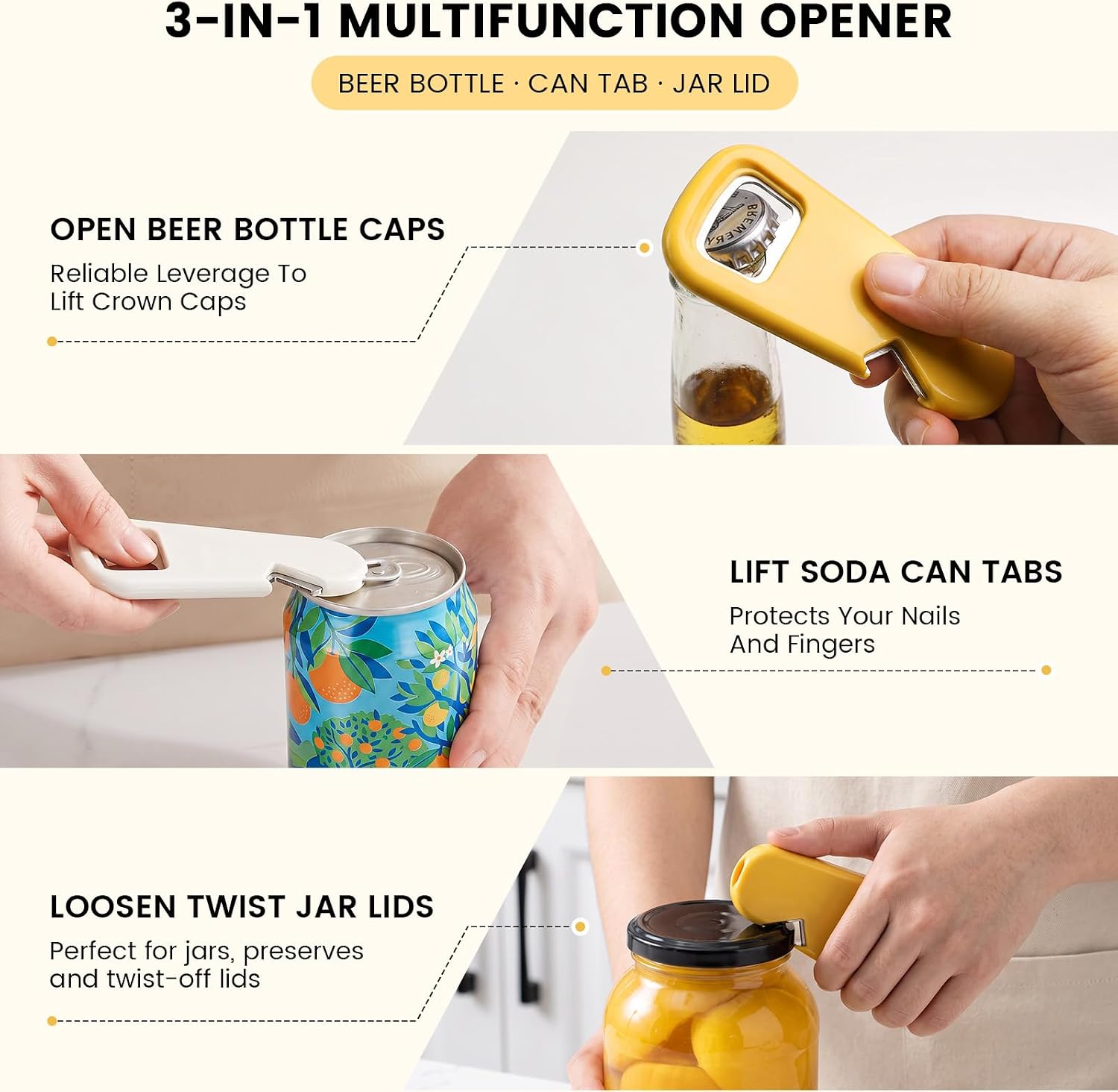 Set of 2 Magnetic Bottle Opener, 3-in-1 Beer Opener with Lid Catcher – Bild 2