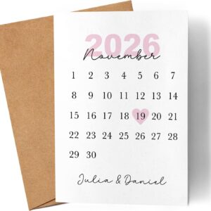 Kiddle-Design Personalised Card for Couples Calendar with Date & Year, Gift for Valentine's Day, Anniversary - Wedding & Getting to Know Day Anniversary Gift - Valentine's Day Card