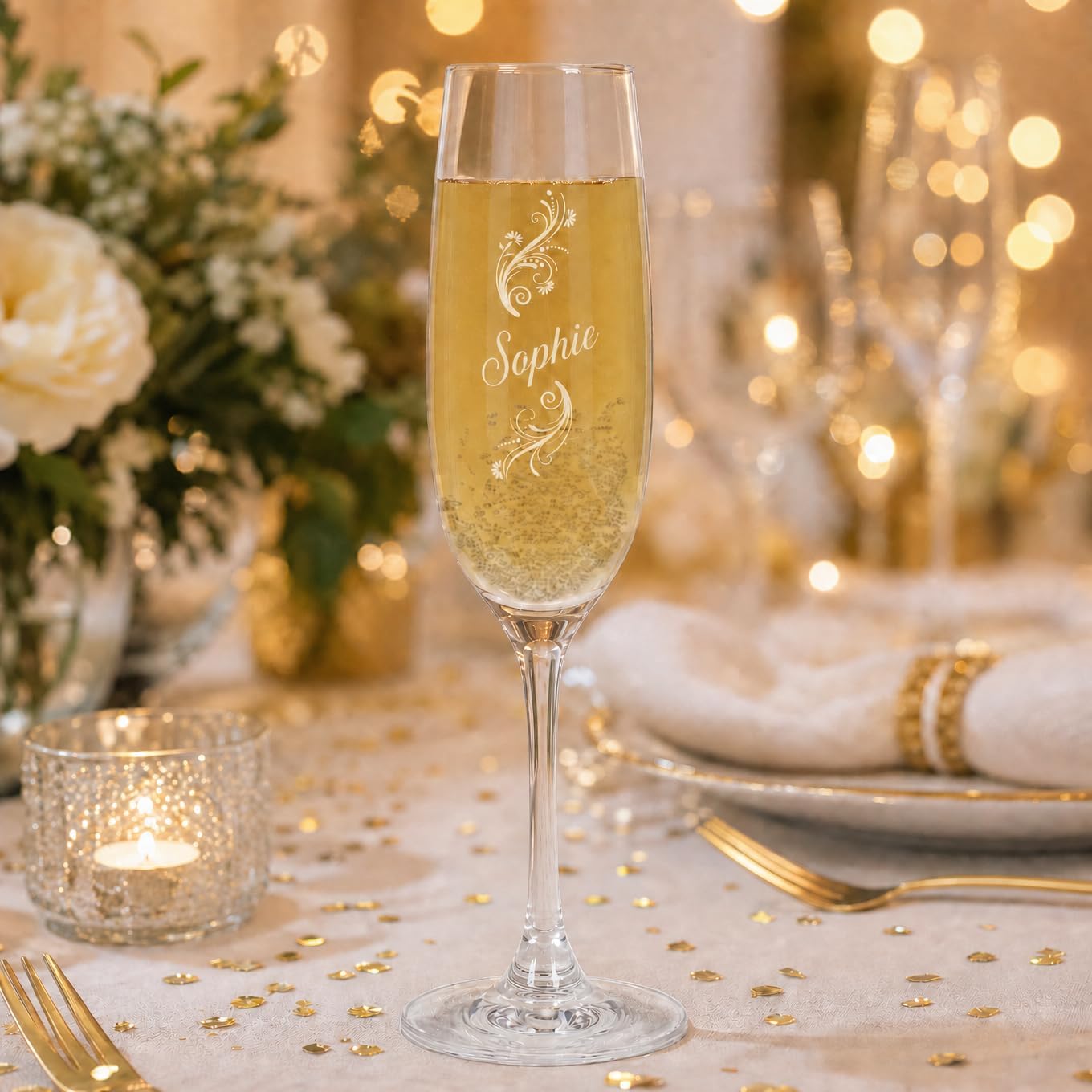 Herz & Heim Leonardo Champagne Glass Personalised with Engraving - Gifts for Women with Name Engraving - Personalised Gifts as Birthday Gift for Women & Gift Girlfriend – Bild 6