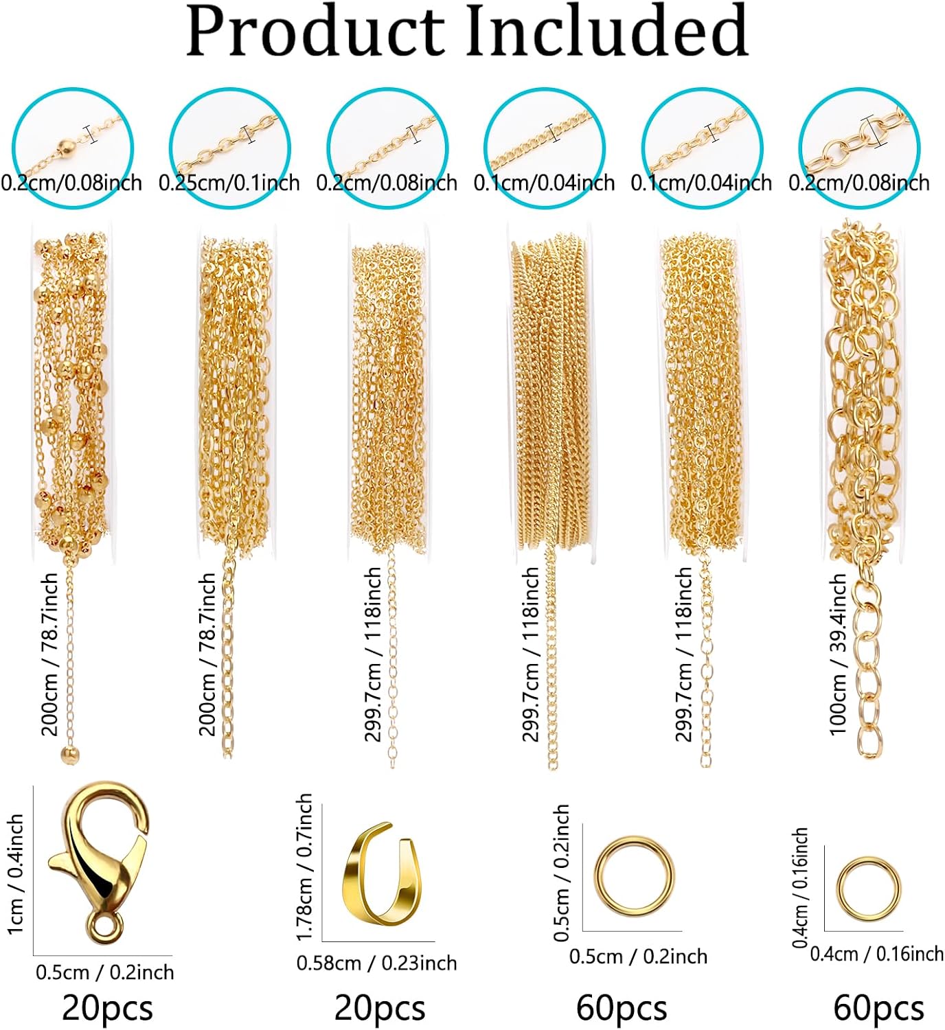 Draupnir 14 m 6 Rolls Gold Link Chain Jewellery Chains for Crafts – Bild 2