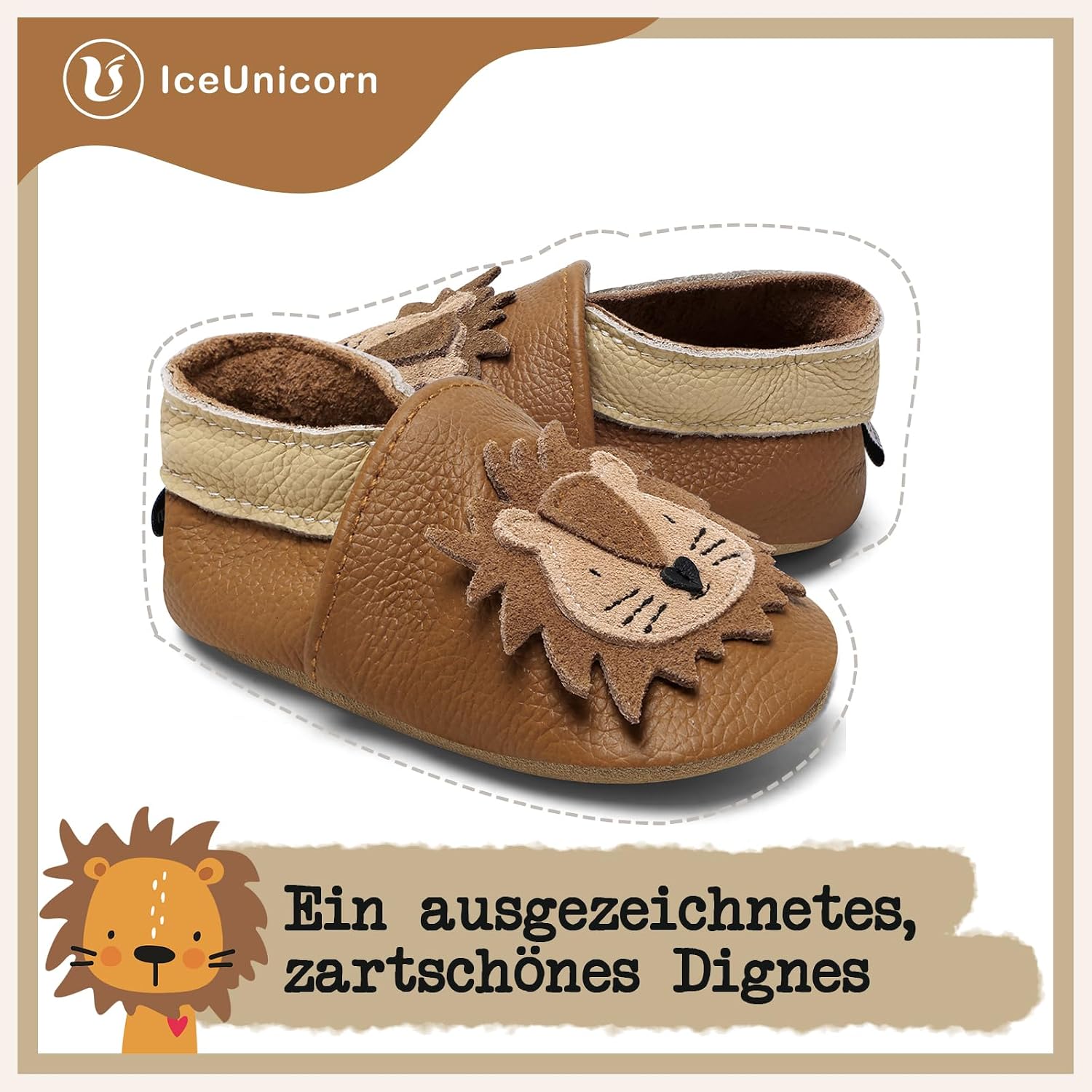 IceUnicorn Crawling Shoes, Baby First Walking Shoes, Boys Soft Leather Baby Shoes, Toddler Leather Shoes, Girls Baby Slippers – Bild 3