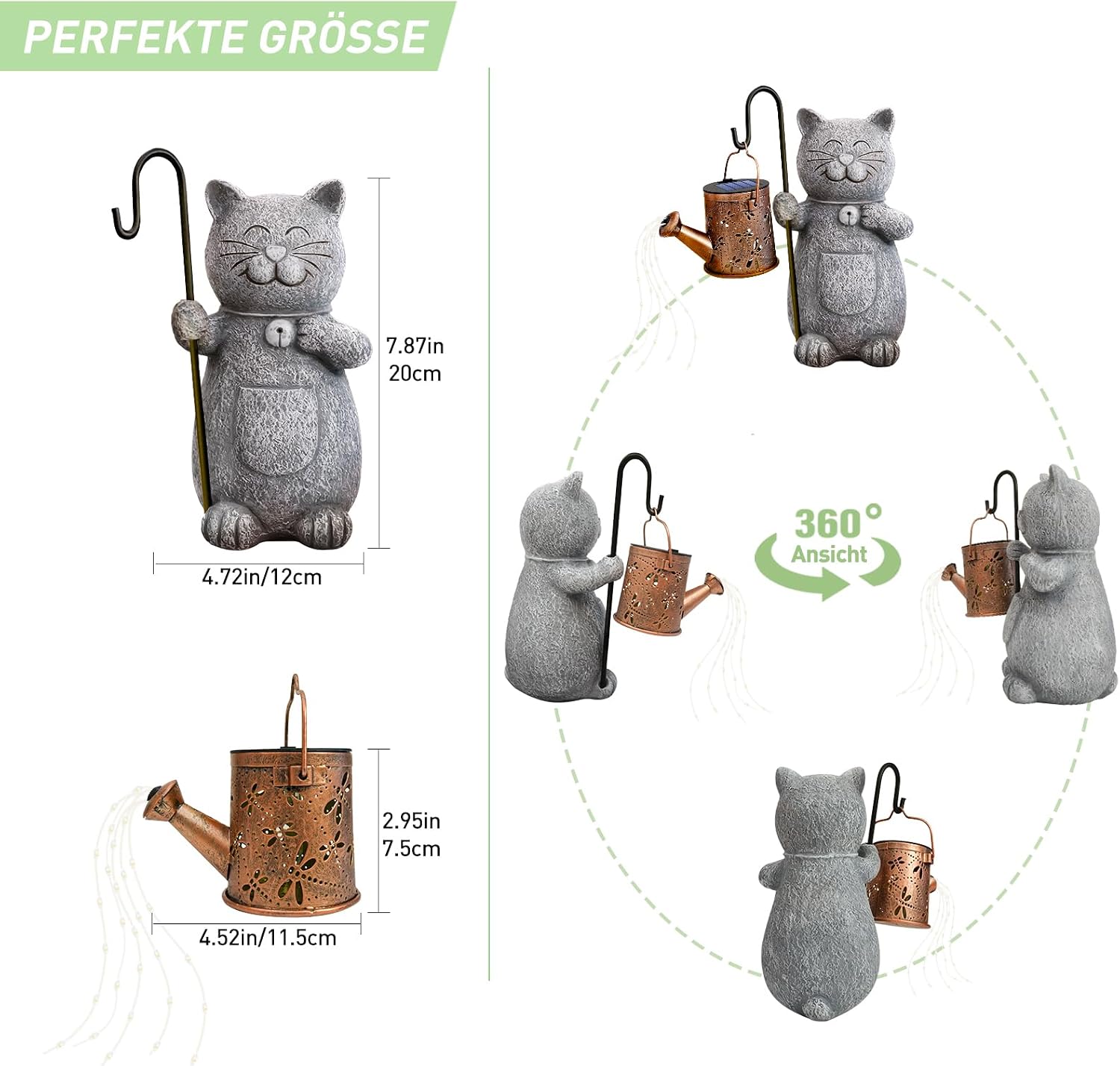 Hinshark Gifts for Women, Mum, Cat, Garden Decoration, Solar Garden Statues – Bild 3