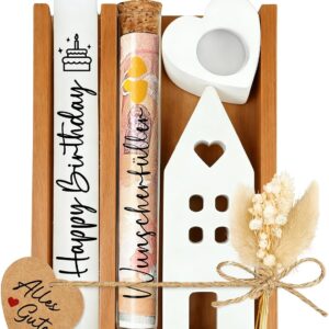 Money Gift Birthday, Birthday Gift for Women, Gift Box with Heart Candle Holder, Happy Birthday Candle, Gift for Girlfriend, Sister, Mum, Gift Wrapping Birthday 30 40 50 60 70 80
