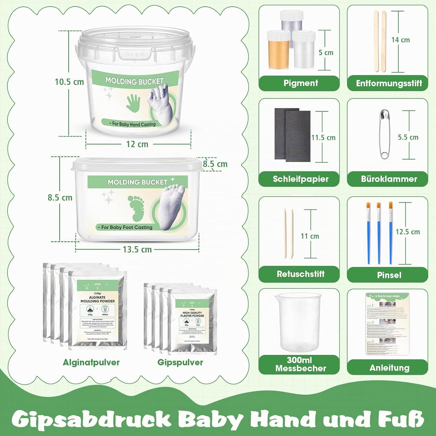 Plaster cast baby hand and foot for 4 casts, non-toxic – Bild 2