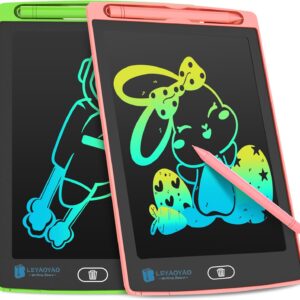 LCD Writing Board Toy for Children 8.5 Inches, Pack of 2 Colouring Board, Colourful Doodles, Gifts for 3-8 Year-Old Girls Boys (Pink Green)