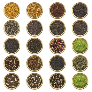 VAHDAM Loose Tea Sampler (20 Teas, 100 Servings) Black Tea, Green Tea, Oolong Tea, White Tea, Chai Tea and Herbal Tea, Tea Tasting Set, Hot/Iced Tea or Kombucha Tea