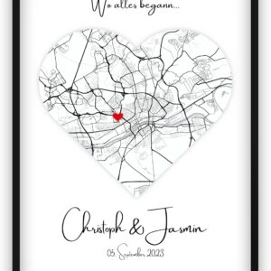 dockyardos Personalised Coordinate Poster "Where Everything began" | Gift for Couples, Girlfriend or Wife | Individual Wall Picture for Anniversary, Valentine's Day & Birthday