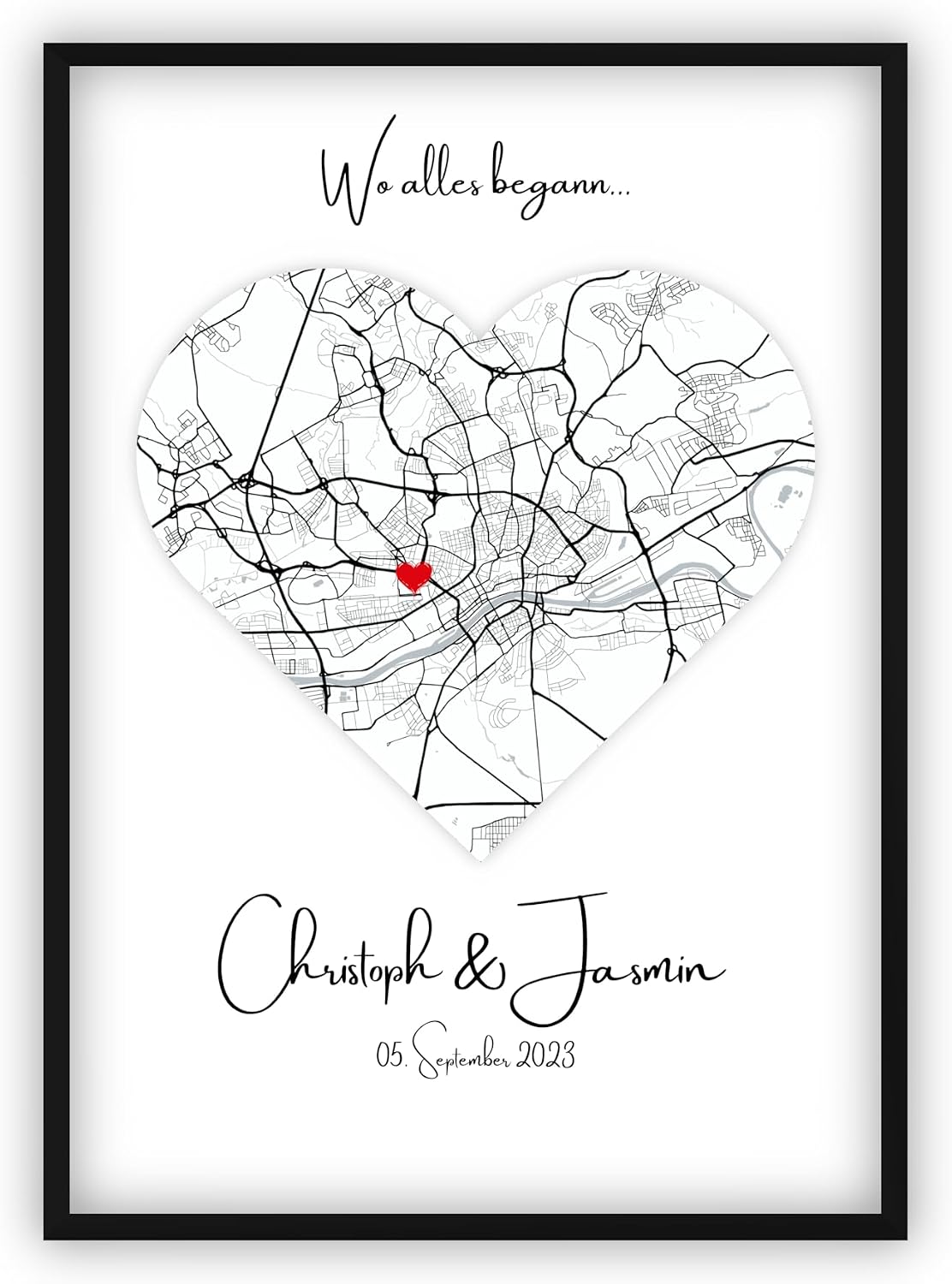 dockyardos Personalised Coordinate Poster "Where Everything began" | Gift for Couples, Girlfriend or Wife | Individual Wall Picture for Anniversary, Valentine's Day & Birthday