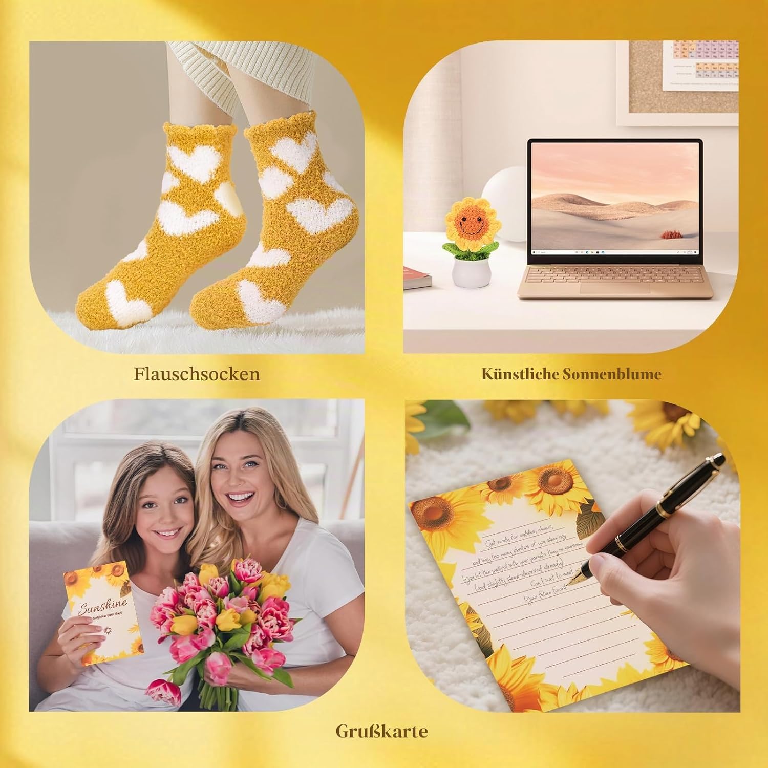 Birthday Gifts for Women Sisters - 7 Piece Sunshine Self Care Gift Basket Set - Friendship Care Package - Cheer Up Thinking of You Gift Box for Her - Get Well Soon – Bild 5