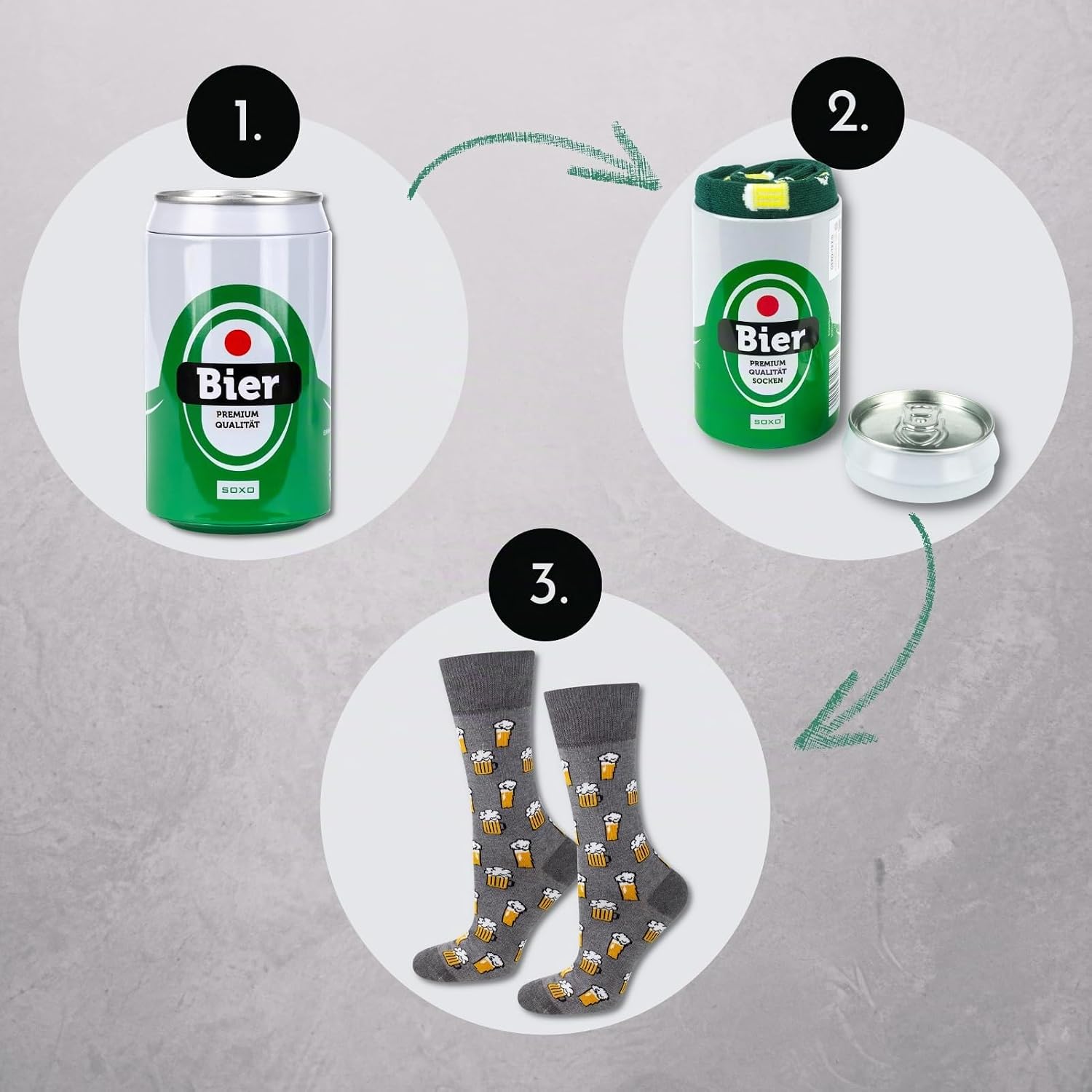 soxo Tin Socks Men's Beer Gifts For Men Funny Gift Summer Socks Men 40-45 1-4 Pairs – Bild 4