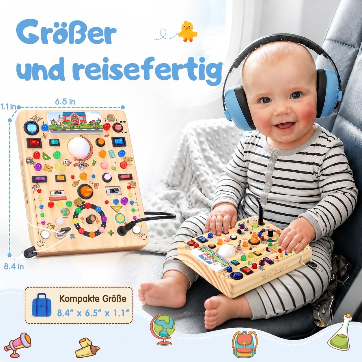 Montessori Toy Busy Board from 1 Year Activity Board Wooden School – Bild 6
