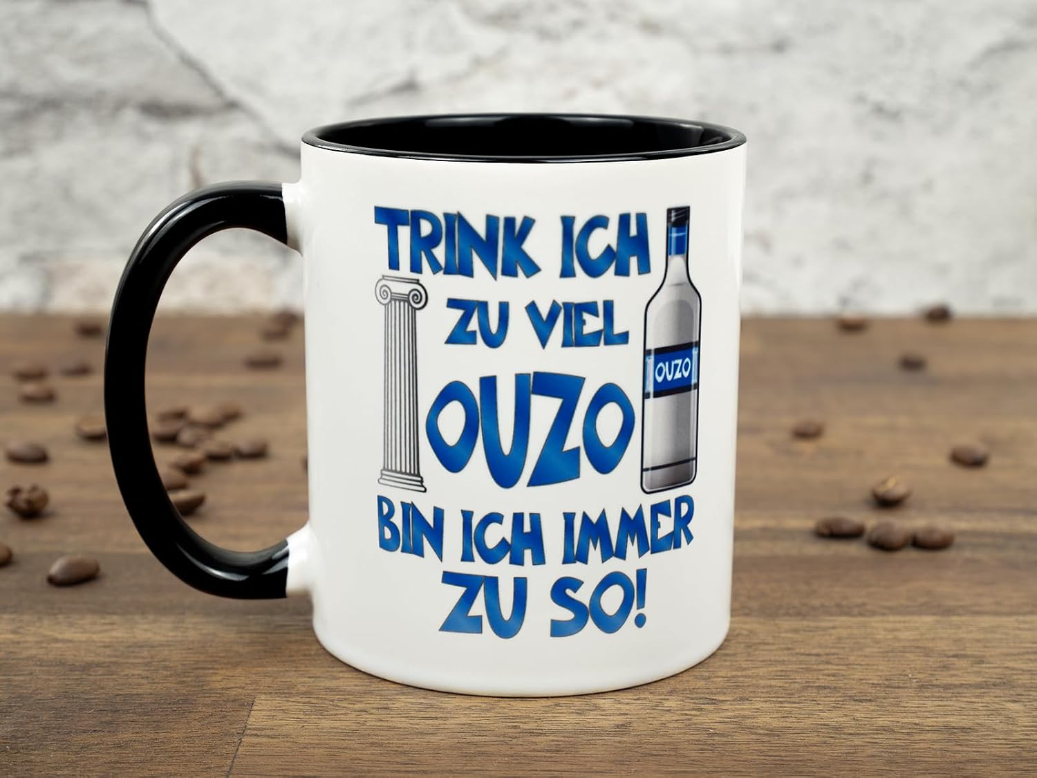 Trink ich zu viel Ouzo bin ich immer zu so! Mug with Greek Saying Funny Coffee Mug Gift Greece Fan Item Greek Specialities Accessories Decorative Accessories Funny Ceramic 330 ml – Bild 4