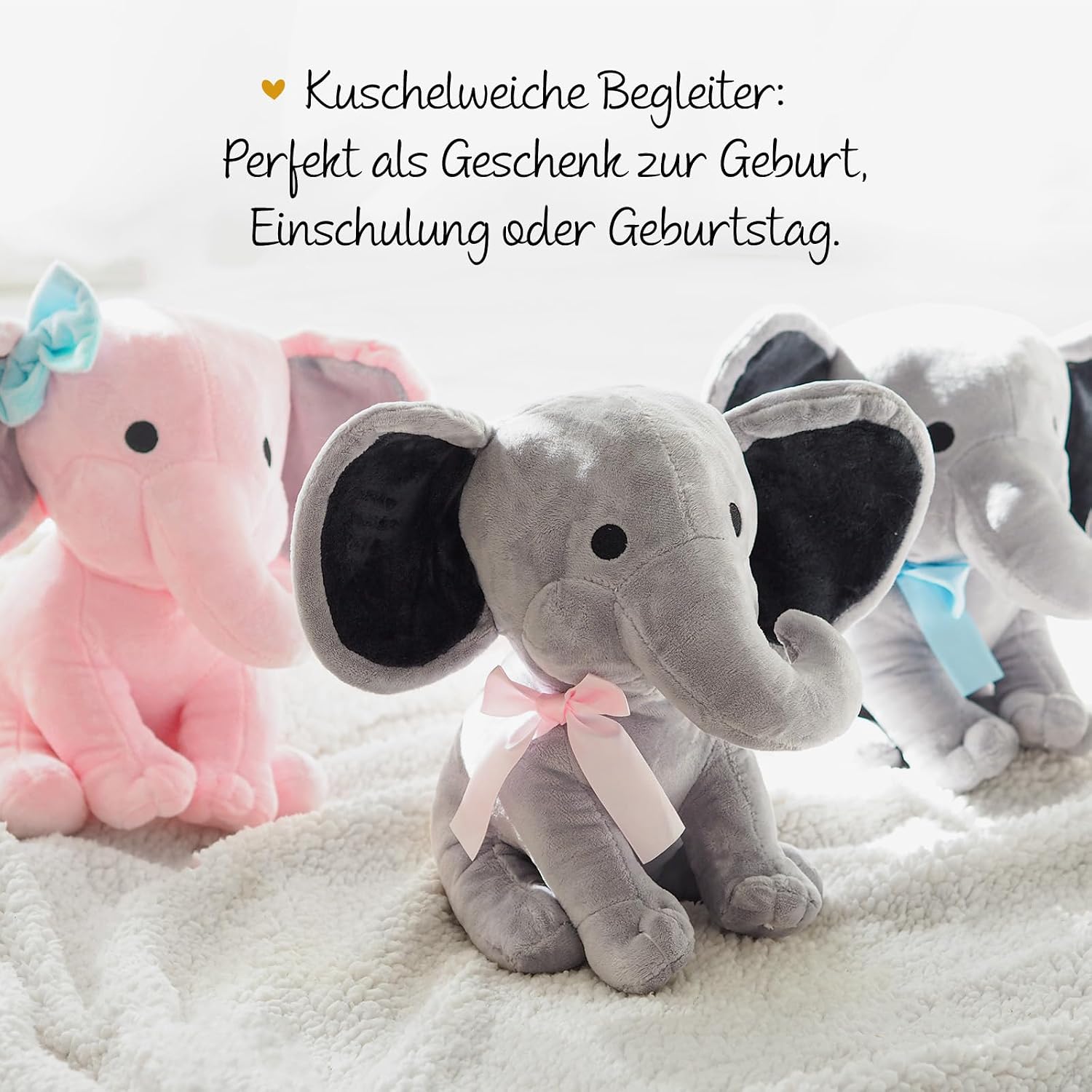 Love Faith Personalised Cuddly Elephant - Grey/Pink - Birth Gift – Bild 5