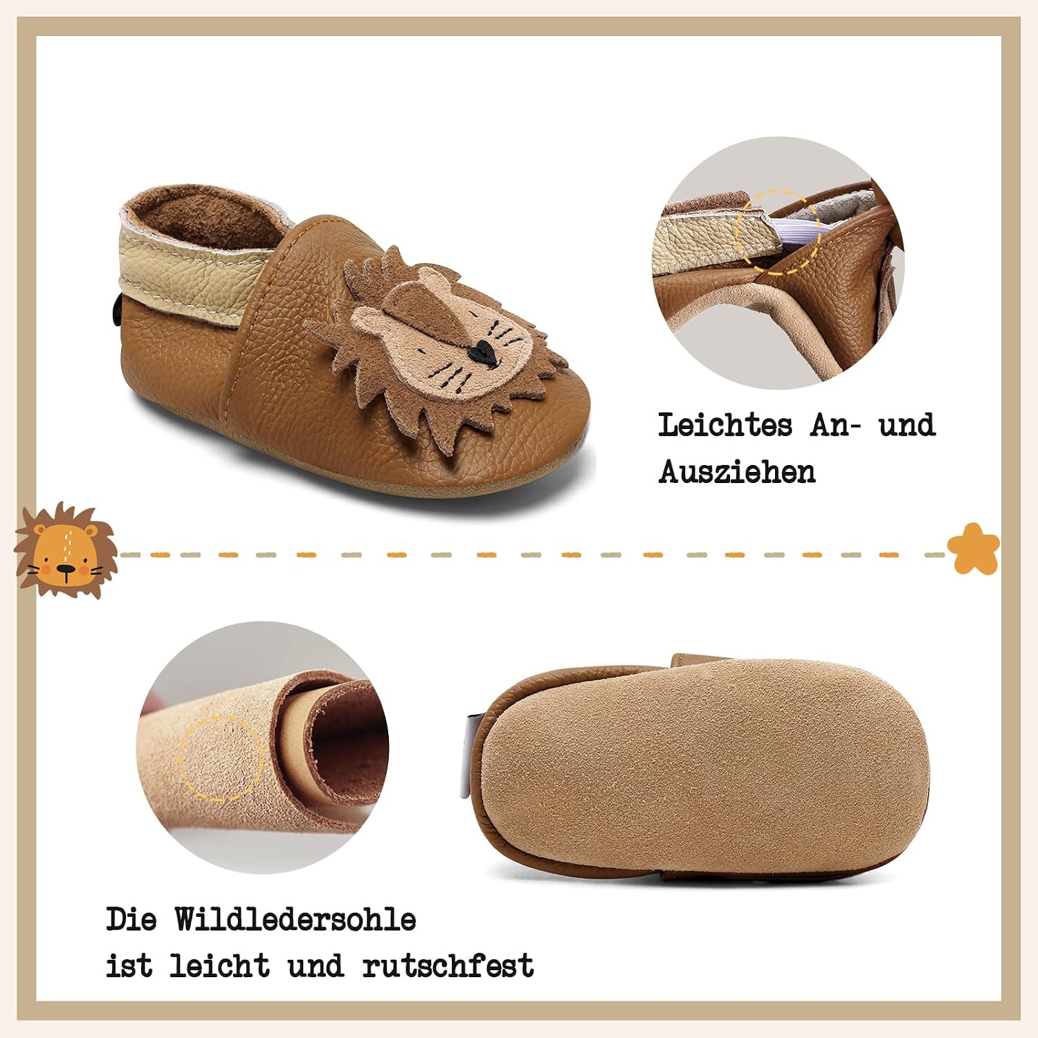IceUnicorn Crawling Shoes, Baby First Walking Shoes, Boys Soft Leather Baby Shoes, Toddler Leather Shoes, Girls Baby Slippers – Bild 5