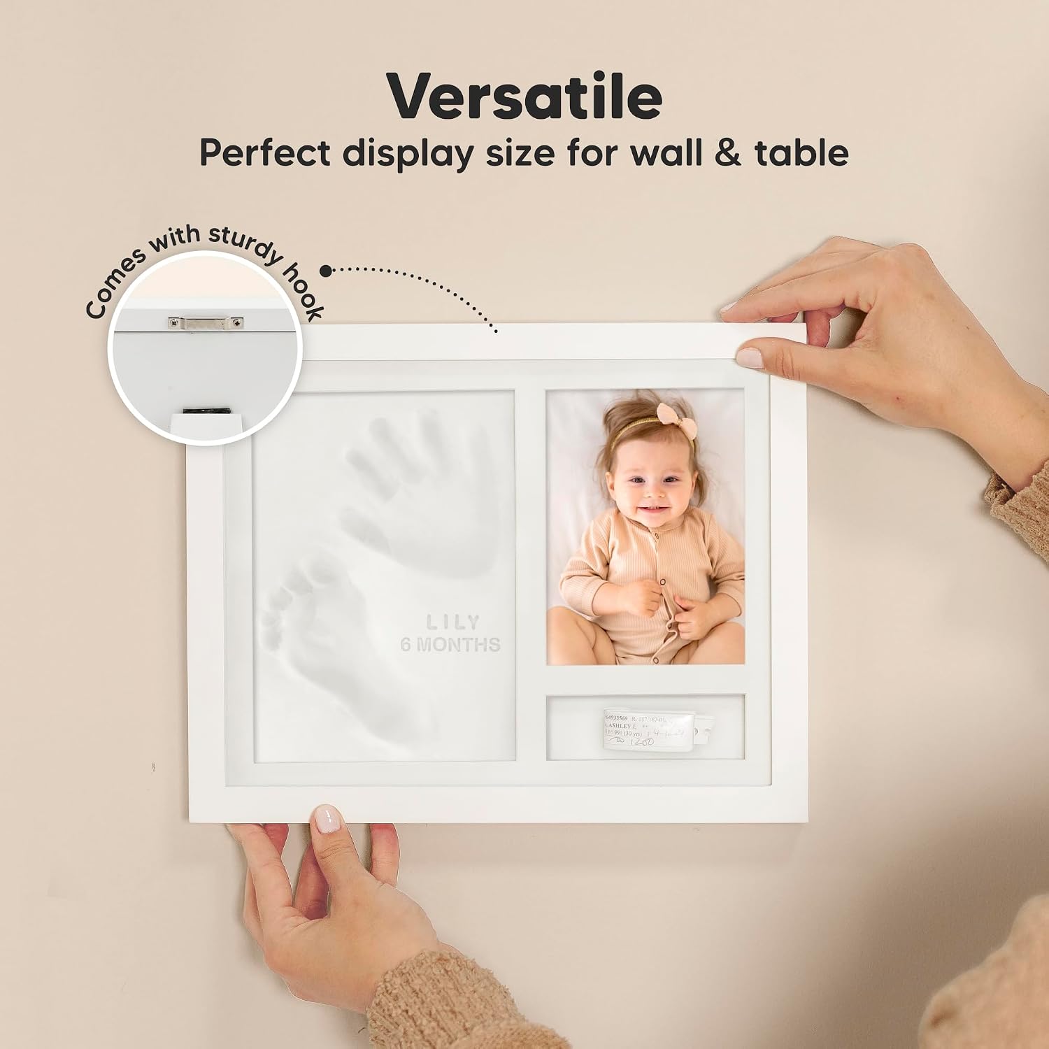 KeaBabies Baby Handprint and Footprint Set - Plaster Cast Hand and Foot for Newborns, Picture Frame, Imprint Set, Baby Gifts Boy, Girl (Alpine White) – Bild 9