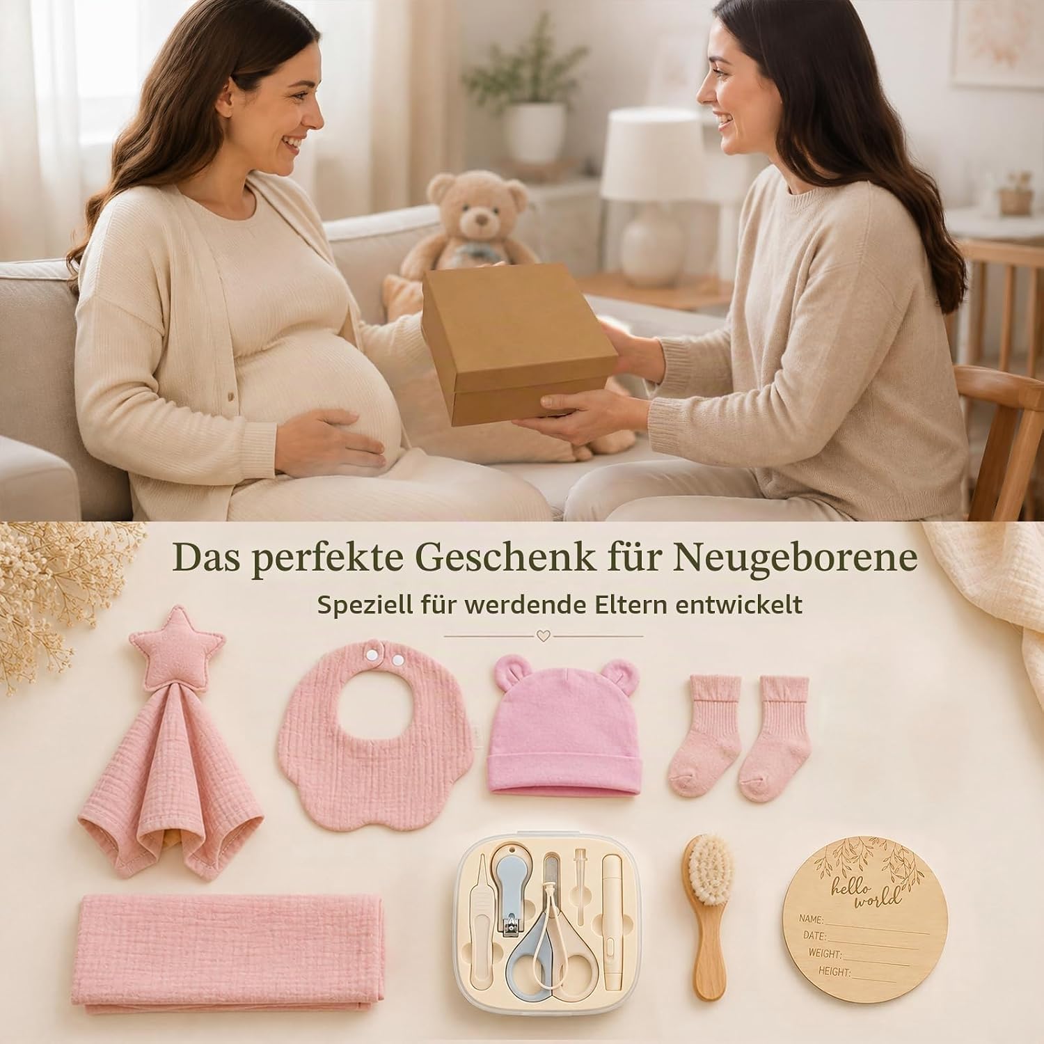 8-in-1 Newborn Gift Set Pink Girl Boy Baby Gift Birth – Bild 7