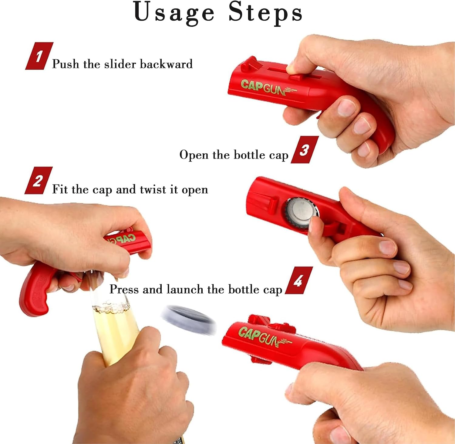 Pack of 2 Cap Gun Bottle Opener Gun, Funny Beer Opener – Bild 5
