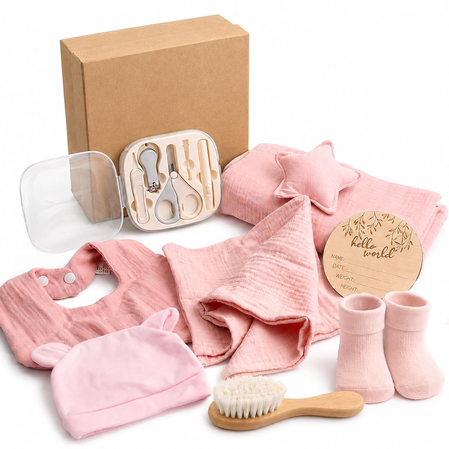 8-in-1 Newborn Gift Set Pink Girl Boy Baby Gift Birth
