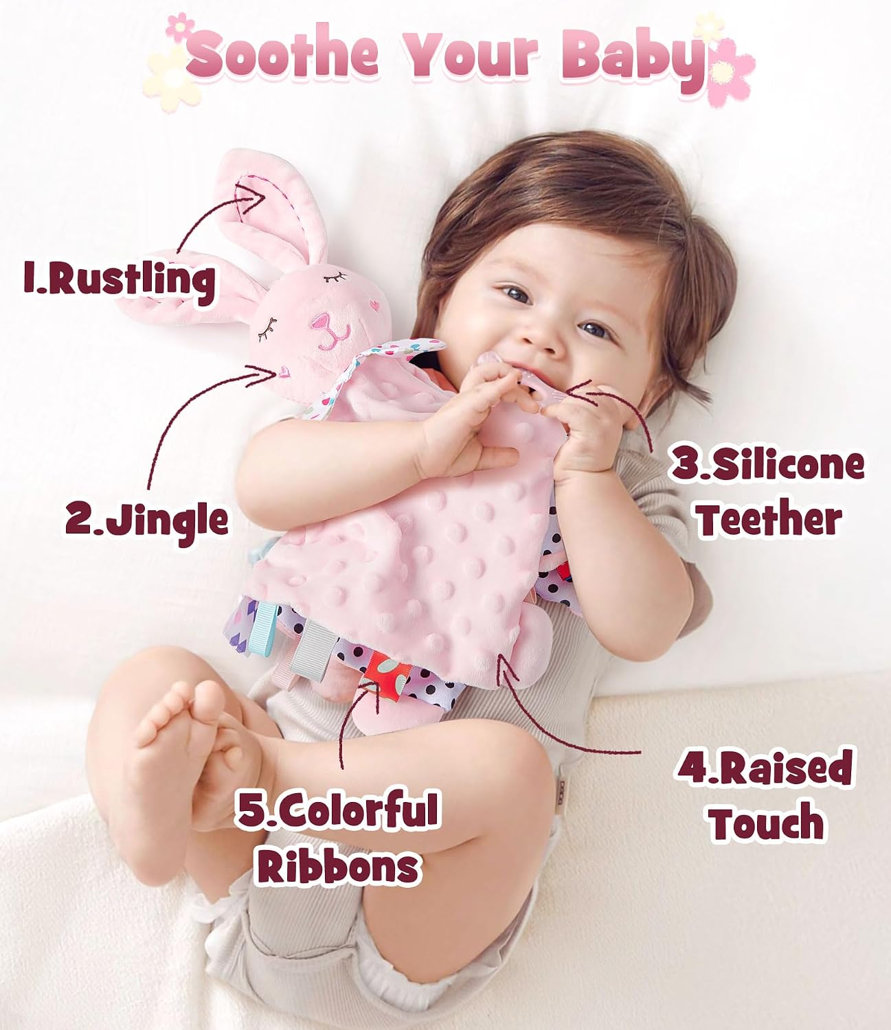 Baby Gift Boys Girls Newborn Gifts for Birth with Comforter Blanket / Baby Romper / Socks / Muslin Blanket / Rattle Nappy Cake Gift Box Baby Shower Party Gender Reveal Gift (Pink) – Bild 4