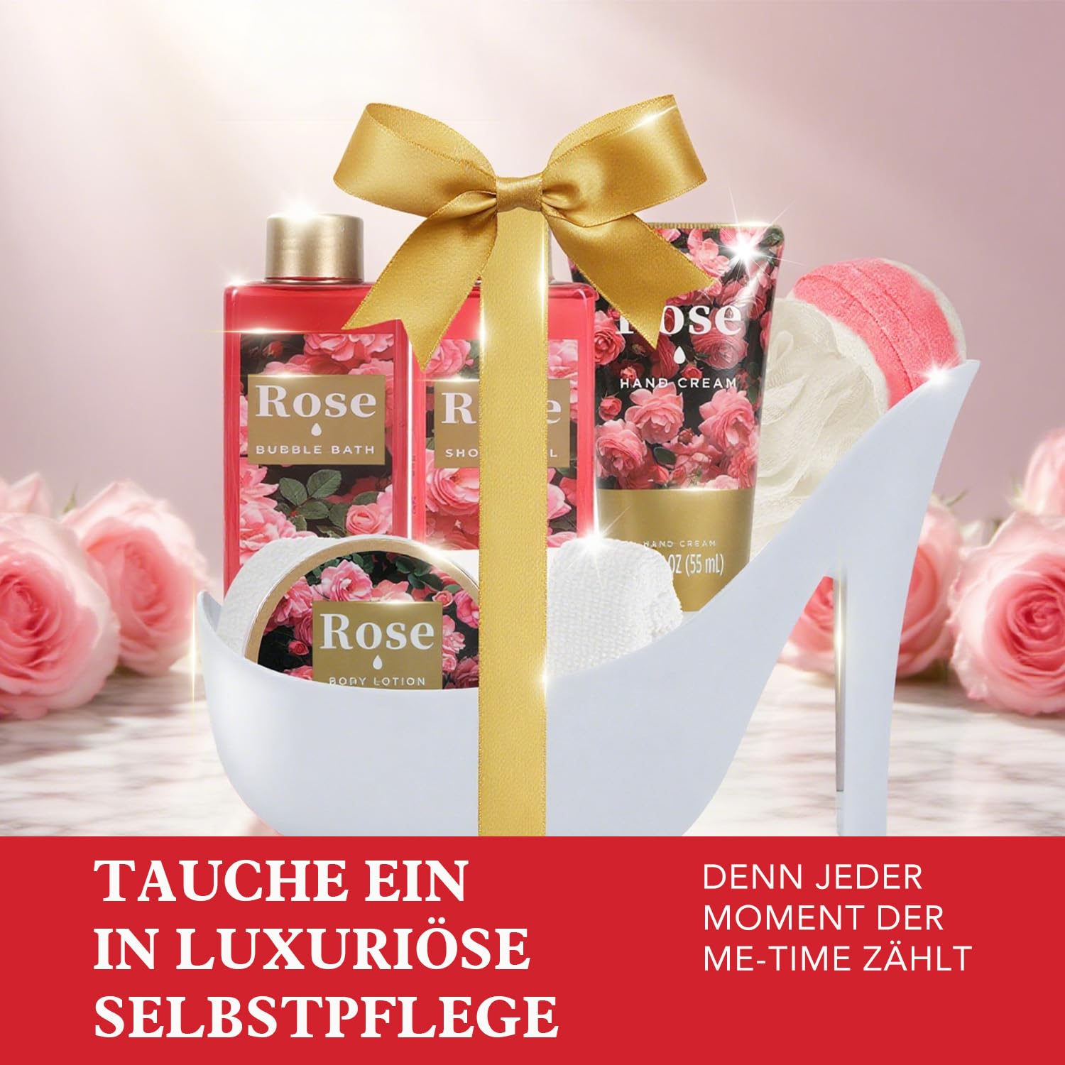 SPA LUXETIQUE Wellness Set for Women - 8-Piece Rose Fragrance Bath Gift Set with Shower Gel, Body Lotion, Bubble Bath, Mother's Day Gift Set, Birthday Gifts, Gifts for Her, Women, Mother – Bild 7
