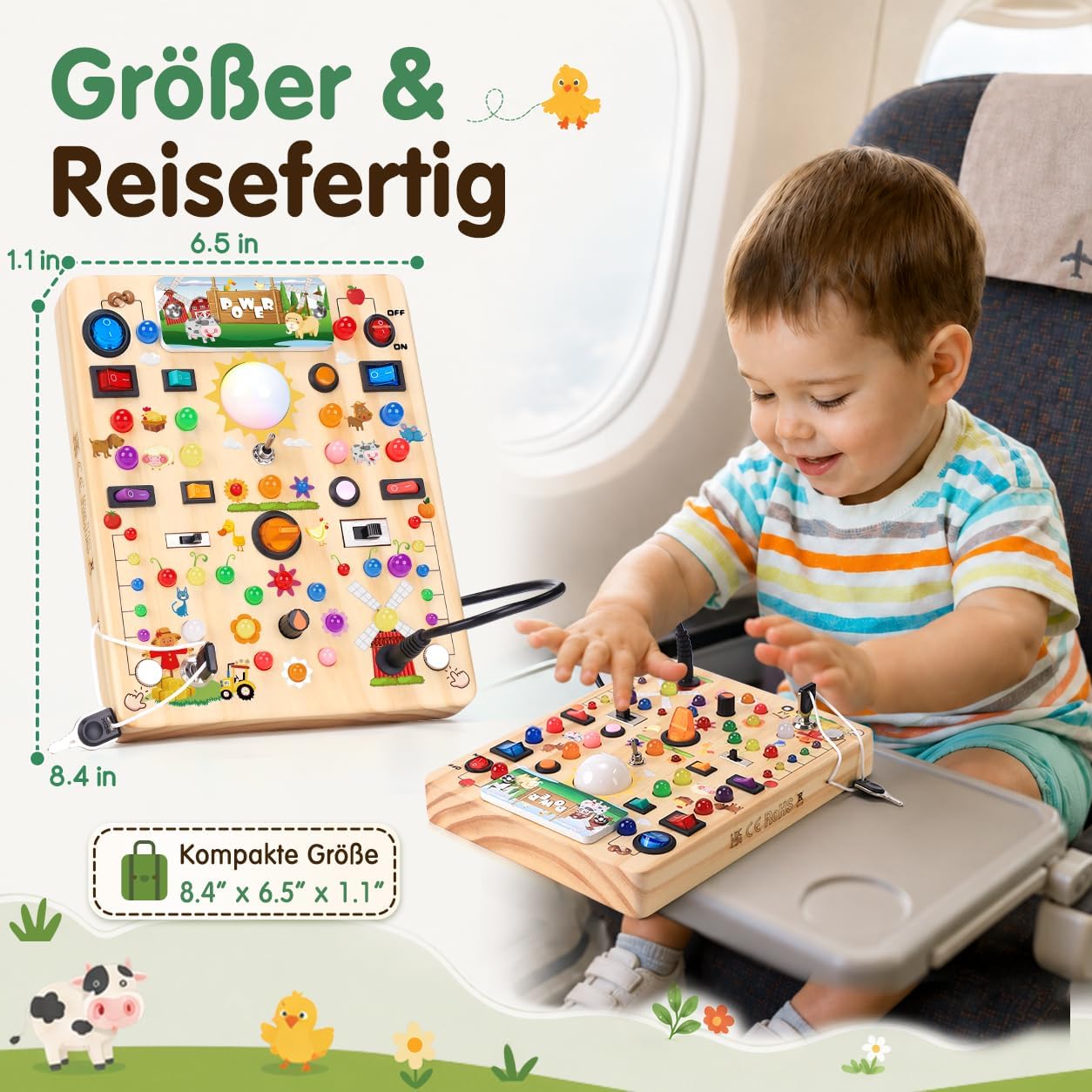 Montessori Toy Busy Board from 1 Year Activity Board Wooden Farm – Bild 5