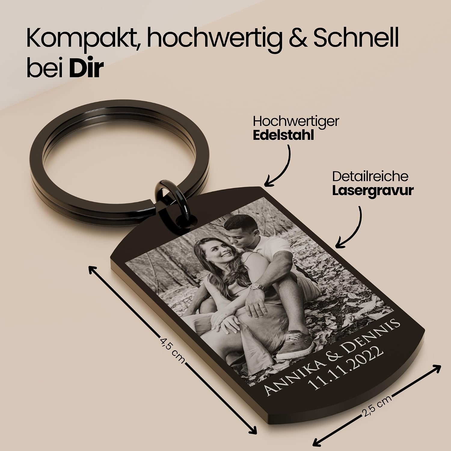 Personalised Stainless Steel Photo & Engraved Keyring - Personalised Gift for Lover, Friends & Family - Personalised Gift for Christmas, Valentine's Day or Anniversary – Bild 7