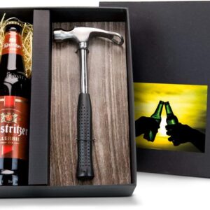 Römer Präsente Gift set: after-work hammer, including 1 bottle of beer and real tool hammer with bottle opener – ideal for craftsmen and DIY masters