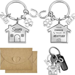 Pack of 2 Key Chains House, 2026 Key Fob Home Housewarming Gifts Home New Home Gift Home Sweet Home with Envelope and Blank Card