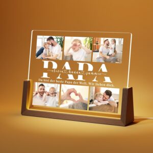 Giftove Gift for Dad, Personalised Picture Frame ,LED with Photo, Christmas Gifts for Dad, Best Dad Gift, Gift for Father’s Day, Birthday, Christmas from Daughter and Son