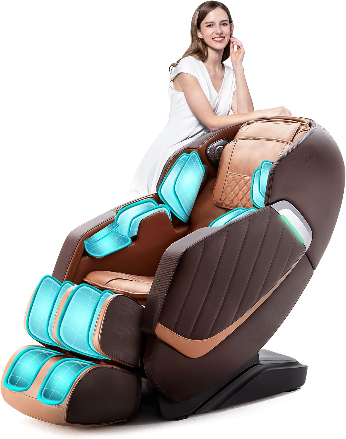 HealthRelife 3D Massage Chair with 24 Air Cushions 135 cm SL Rail Brown