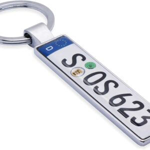Personalised Licence Plate Key Ring Individually Printed on Both Sides, Licence Plate Mini Sign, Car Driving Gift, Mother’s Day (Choice of Colours: Silver, Anthracite/Grey, Gold, Rose Gold)