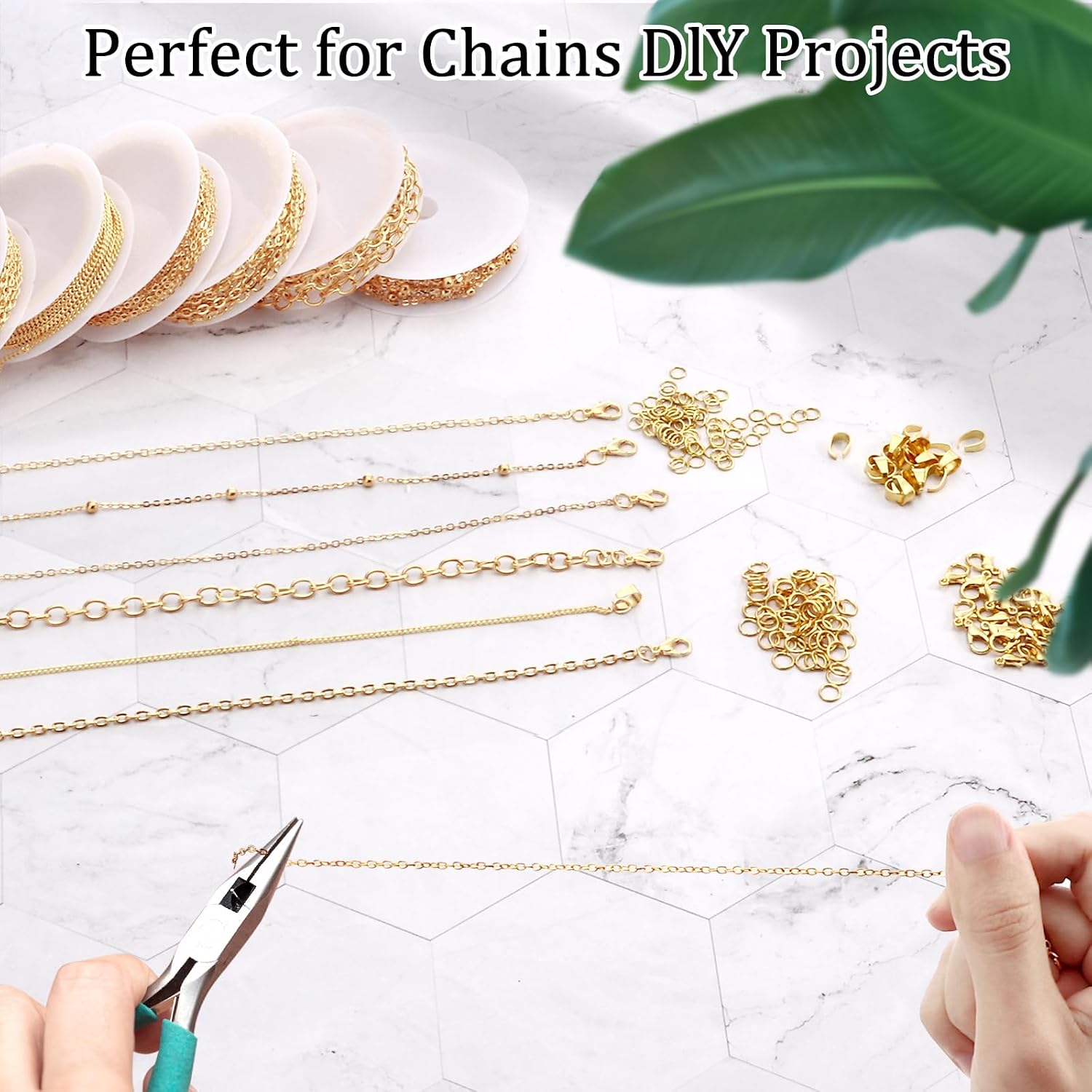 Draupnir 14 m 6 Rolls Gold Link Chain Jewellery Chains for Crafts – Bild 4