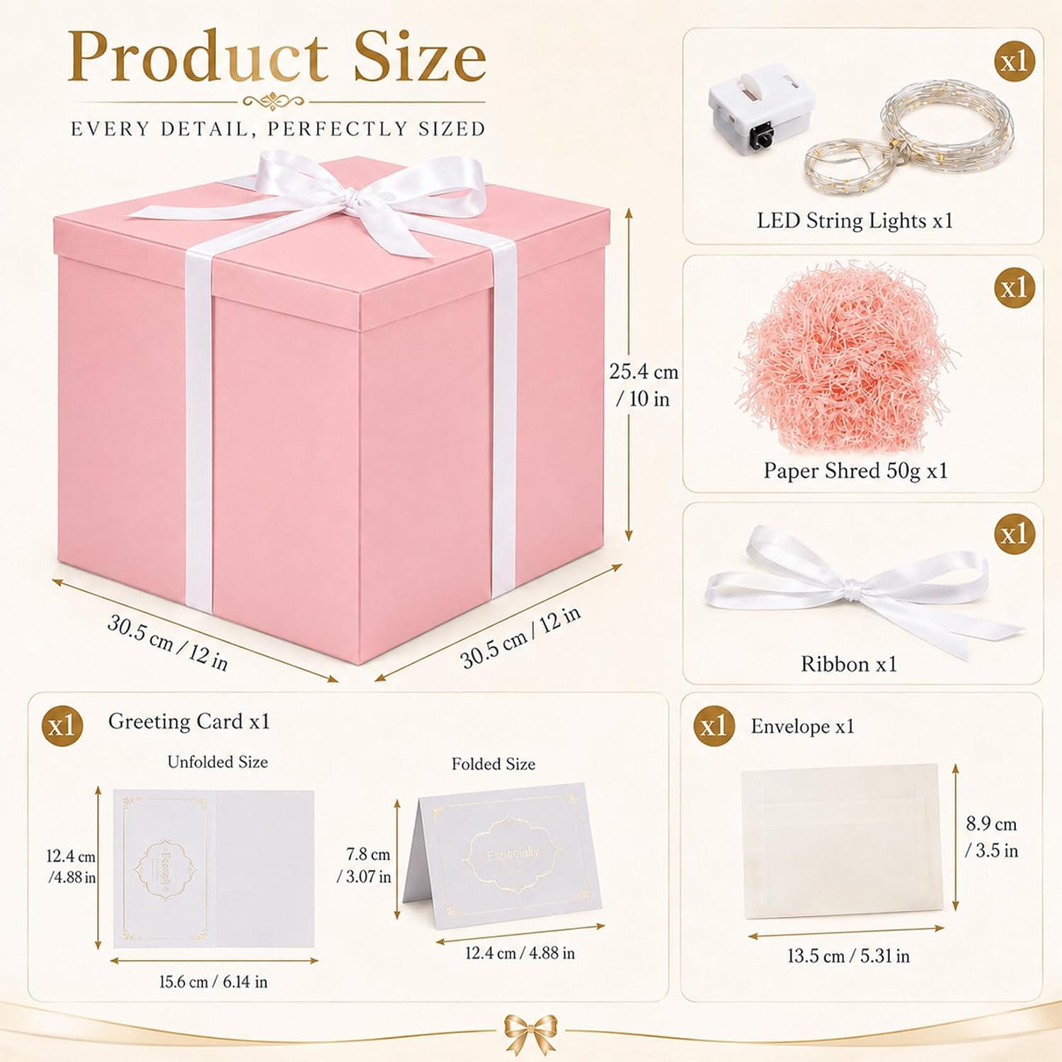 Gift Box with Lid, Large, XXL, Pink, 30 x 30 x 25 cm, Premium Gift Box – Bild 2