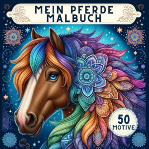 Pferde Malbuch für Mädchen ab 9 Jahren: Pferdebuch als Geschenk für Mädchen und Teenager | 50 Pferdemotive unter anderem Pferdemandalas zum Malen und Entspannen | Malen für Mädchen ab 9