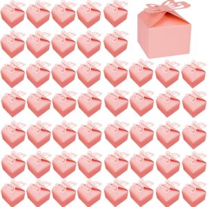 Pack of 50 Wedding Favour Boxes, Butterfly Sweets Box, Wedding Candy Boxes, Creative Paper Gift Boxes, for Weddings, Parties, Festivals, Table Decoration, Wedding Decoration (6 x 6 x 5.5 cm)